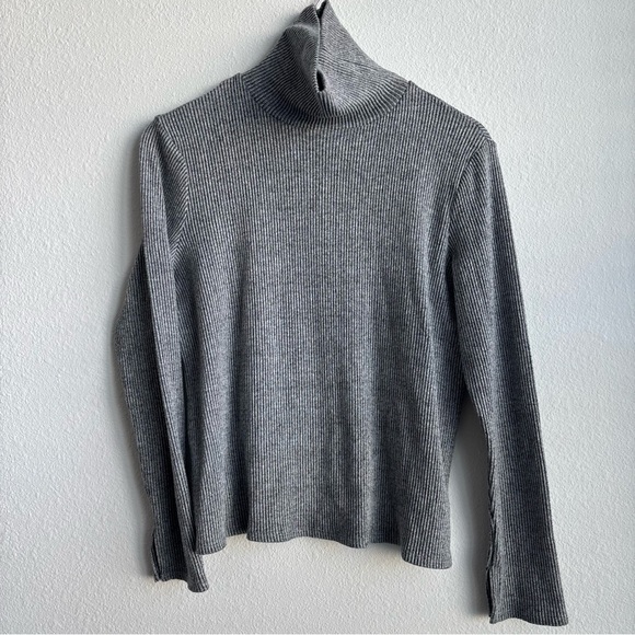 Generation Love Charcoal Ribbed Knit Turtleneck Sweater Longsleeve Layering Top - Picture 2 of 9